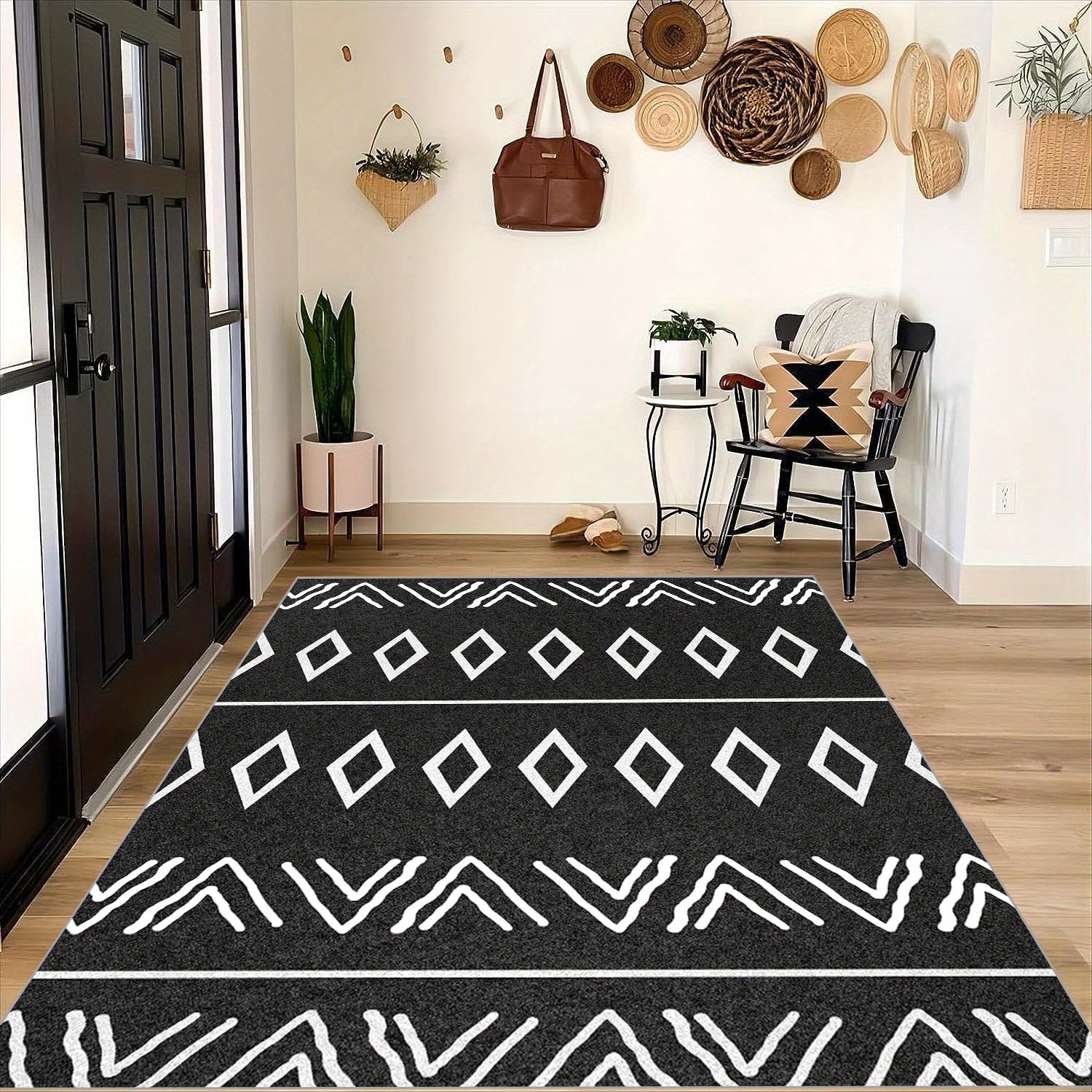 Soft Modern Geometric Area Rug Faux Sheepskin Floor Mat