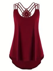 Lace Criss Cross Cami Top Women's Plus Casual Top