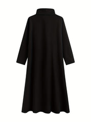 Solid Turtleneck Coat Long Sleeve Outerwear Women's Clothing
