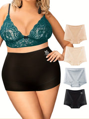 4 Pack Plus Size Basic Boyshorts Women's Plus High Rise Tummy Control Boyshorts