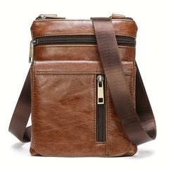 Men's Leather Messenger Bag Mobile Phone Shoulder Crossbody Bag