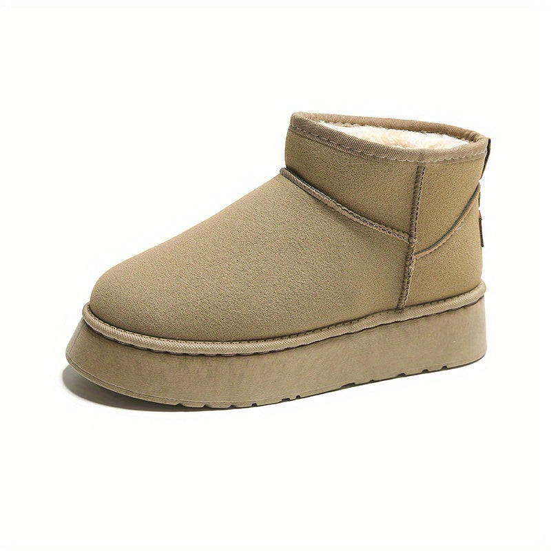 Women's Plush Lined Ankle Boots Platform Slip On Snow Boots