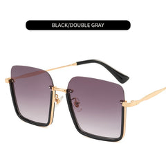 Hip Hop Style Sunglasses Square Rimless Lenses Golden Metal Frames