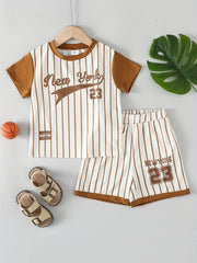 Boys York Number 23 Striped Casual Outfit Round Neck T shirt & Shorts