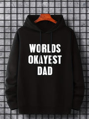 World's Okayest Dad Print Hoodie Casual Sweatshirt