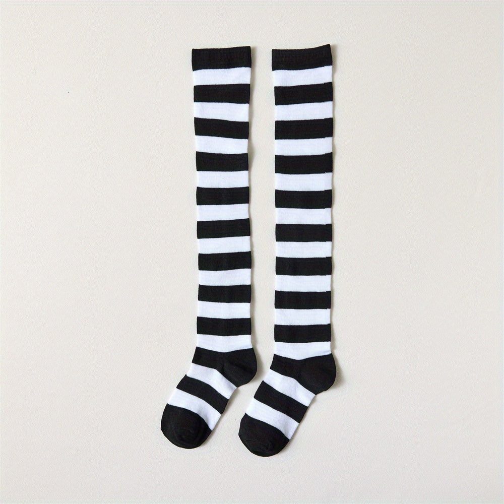 Striped Thigh High Socks Cosplay Over The Knee Socks Women's Stockings