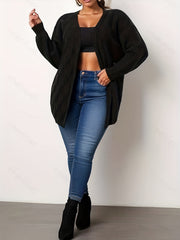 Cable Knit Open Front Long Sleeve Cardigan