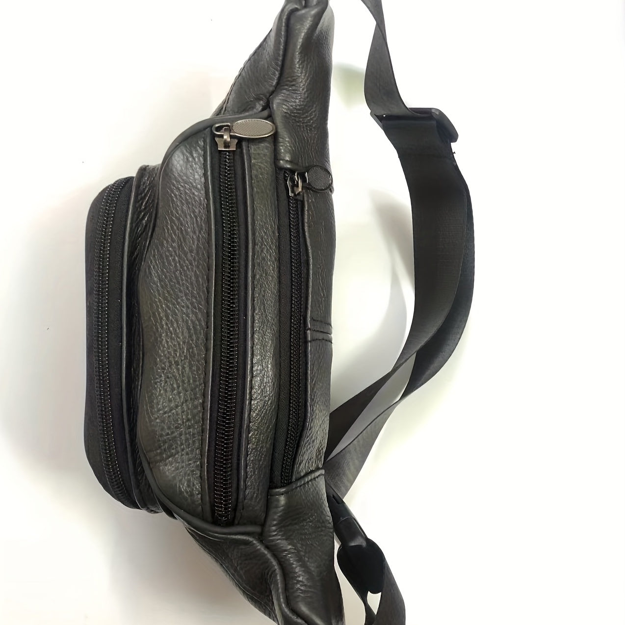 Men's Leather Waist Bag Large Capacity Crossbody Bag for Outdoor Sports