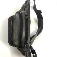 Men's Leather Waist Bag Large Capacity Crossbody Bag for Outdoor Sports