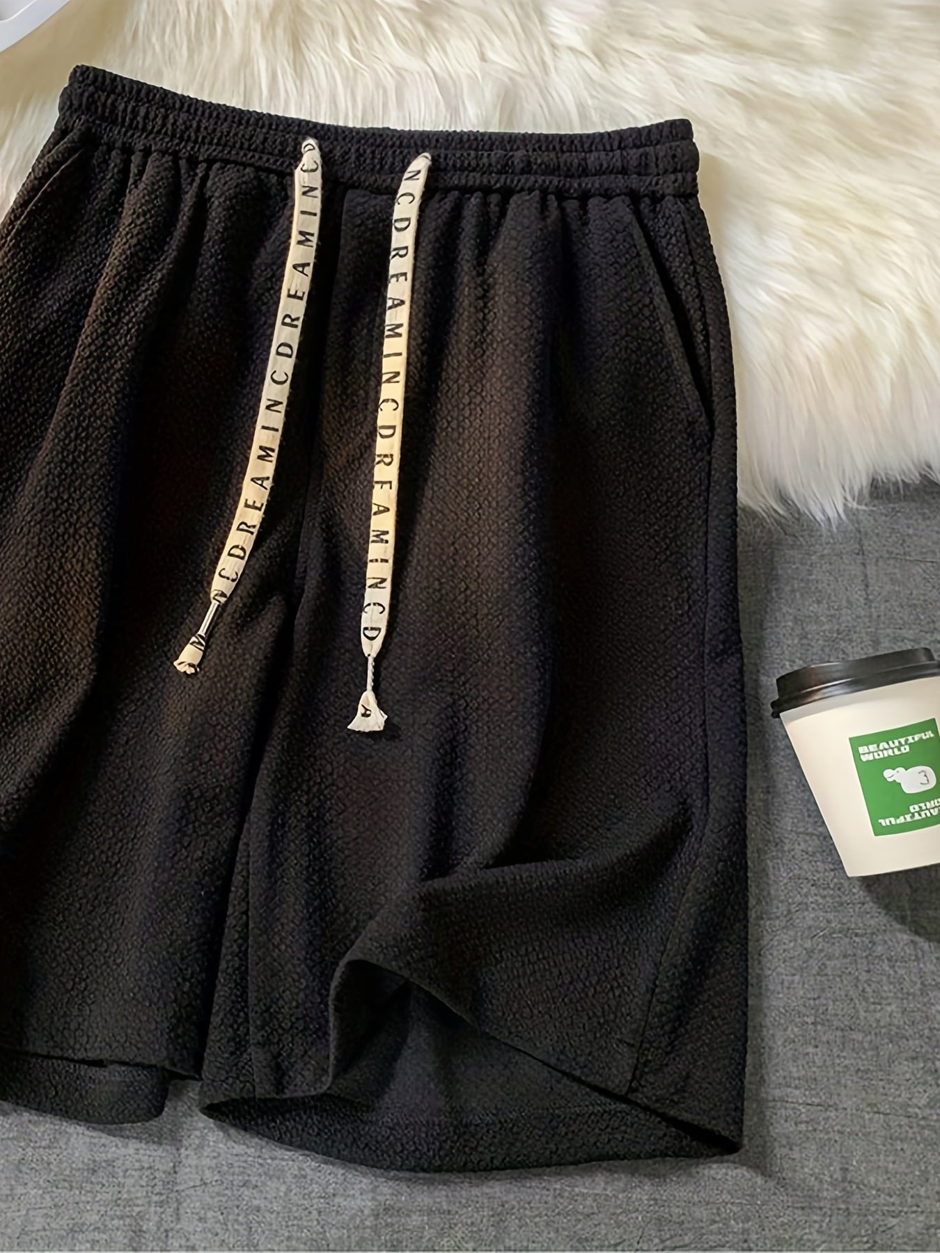 Drawstring Solid Shorts Elastic Waist Workout Comfy Shorts