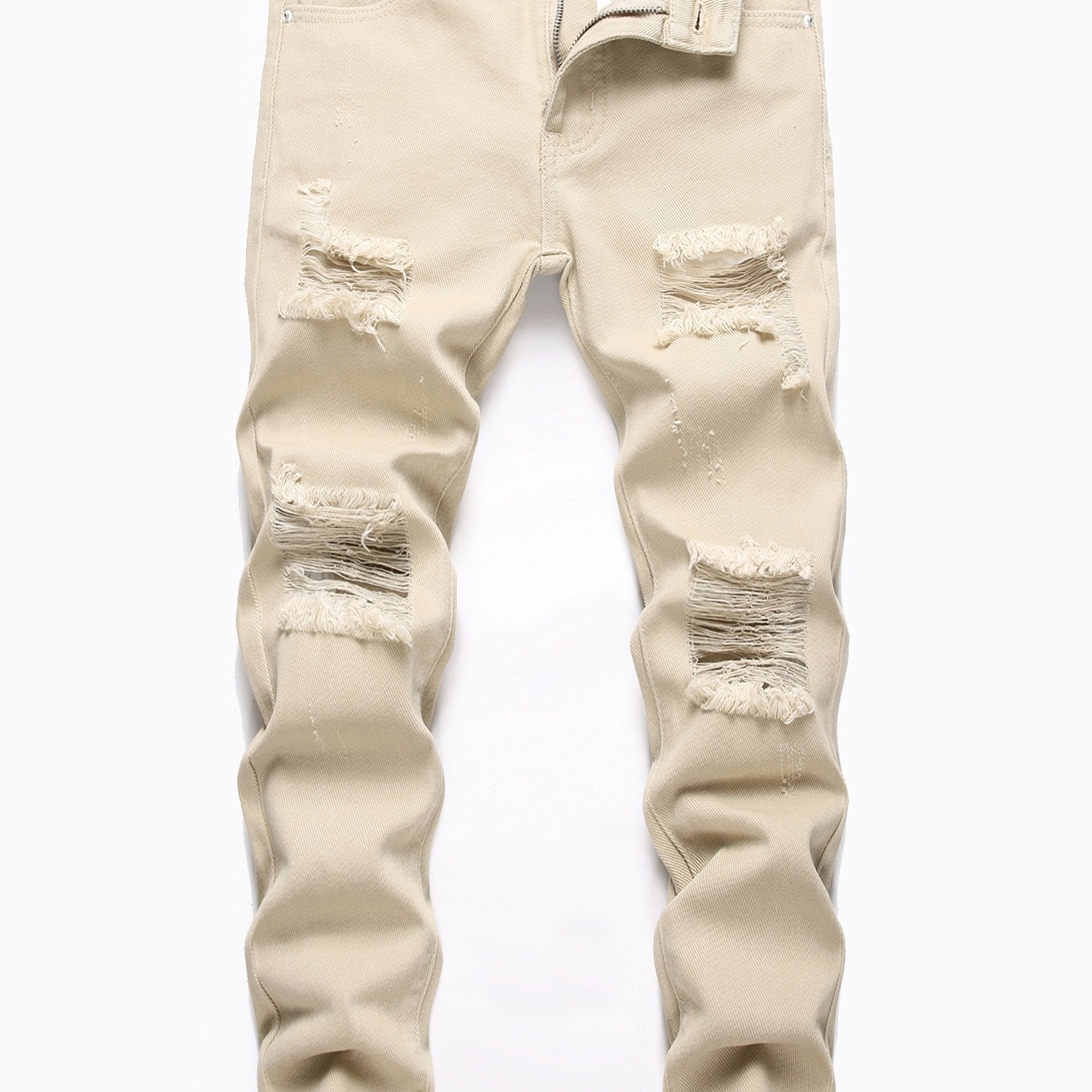 Boys Ripped Jeans Skinny Slim Fit Non stretch Washed Denim Long Pants