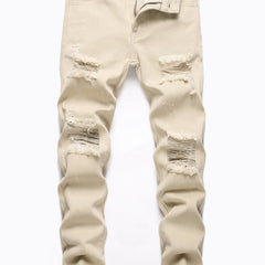Boys Ripped Jeans Skinny Slim Fit Non stretch Washed Denim Long Pants
