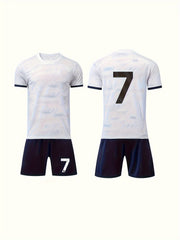 2 Boys Breathable Sports Football Training Outfit Quick Drying T-shirt & Shorts