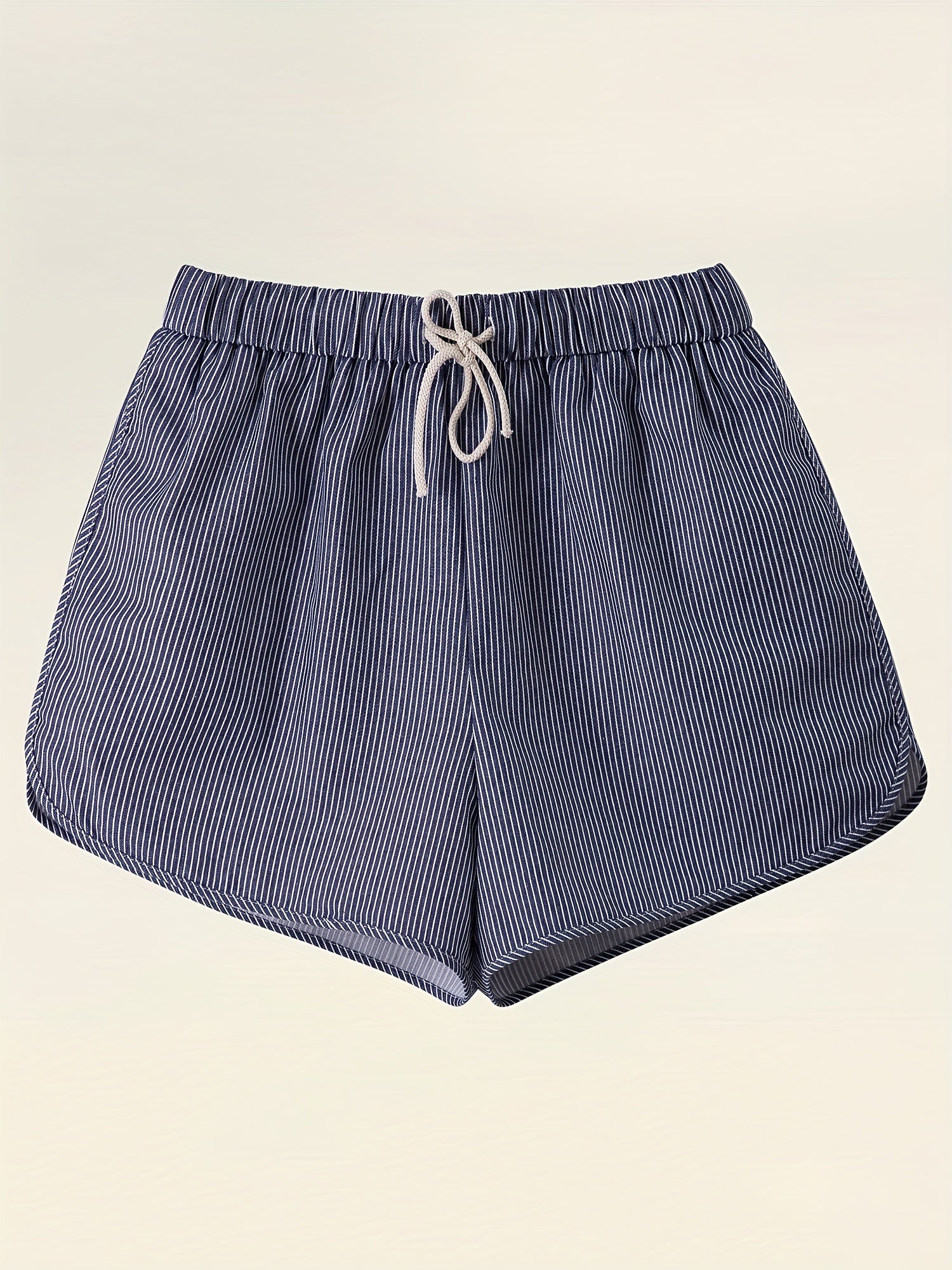Women's Plus Stripe Print Rhinestone Drawstring Loose Shorts