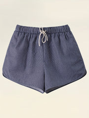Women's Plus Stripe Print Rhinestone Drawstring Loose Shorts