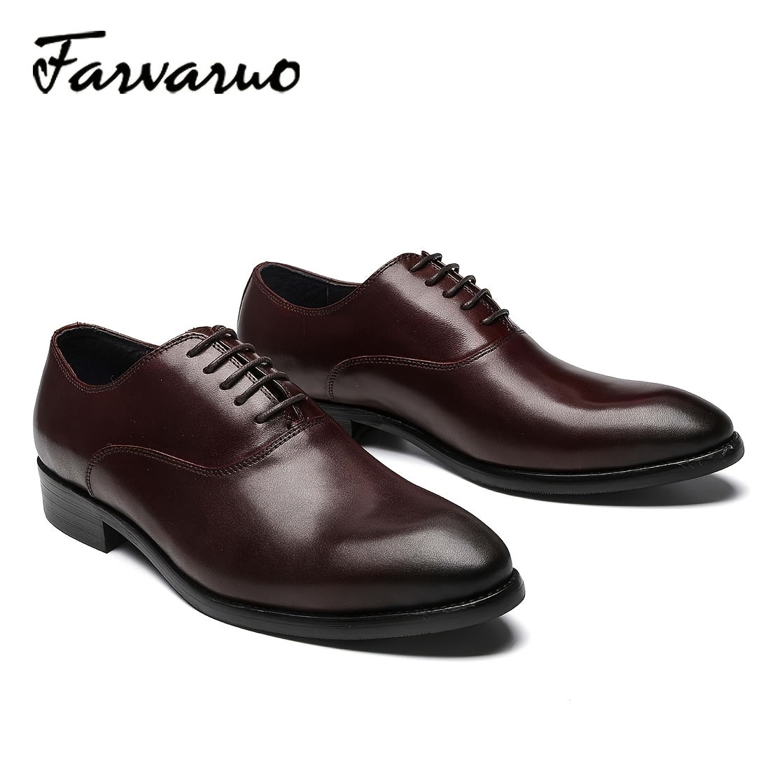 FARWARWO Men's Leather Oxford Shoes Pointed Toe Formal Comfortable Dress Shoes