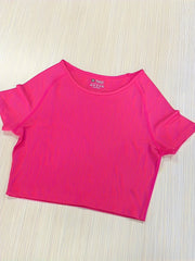 Quick Drying Short Sleeve T shirt Running Sports Yoga Crop Top