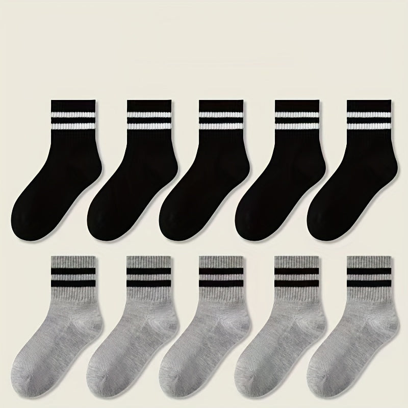 10 Pairs Boys Thin Crew Socks Spring Summer Autumn Casual Striped Kids Socks