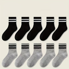 10 Pairs Boys Thin Crew Socks Spring Summer Autumn Casual Striped Kids Socks