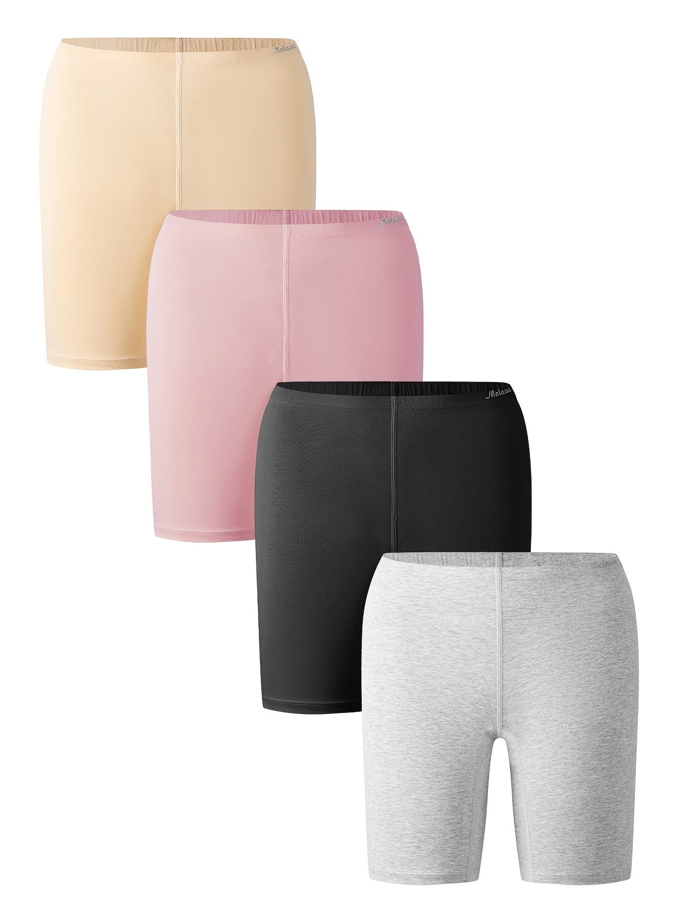 4 Pcs Breathable BoyShort Panties Medium Stretch Cotton Women's Lingerie