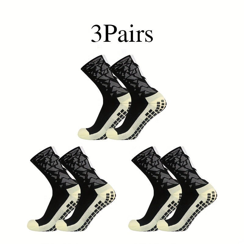 Geometric Pattern Soccer Socks Breathable Non-slip Mid-calf