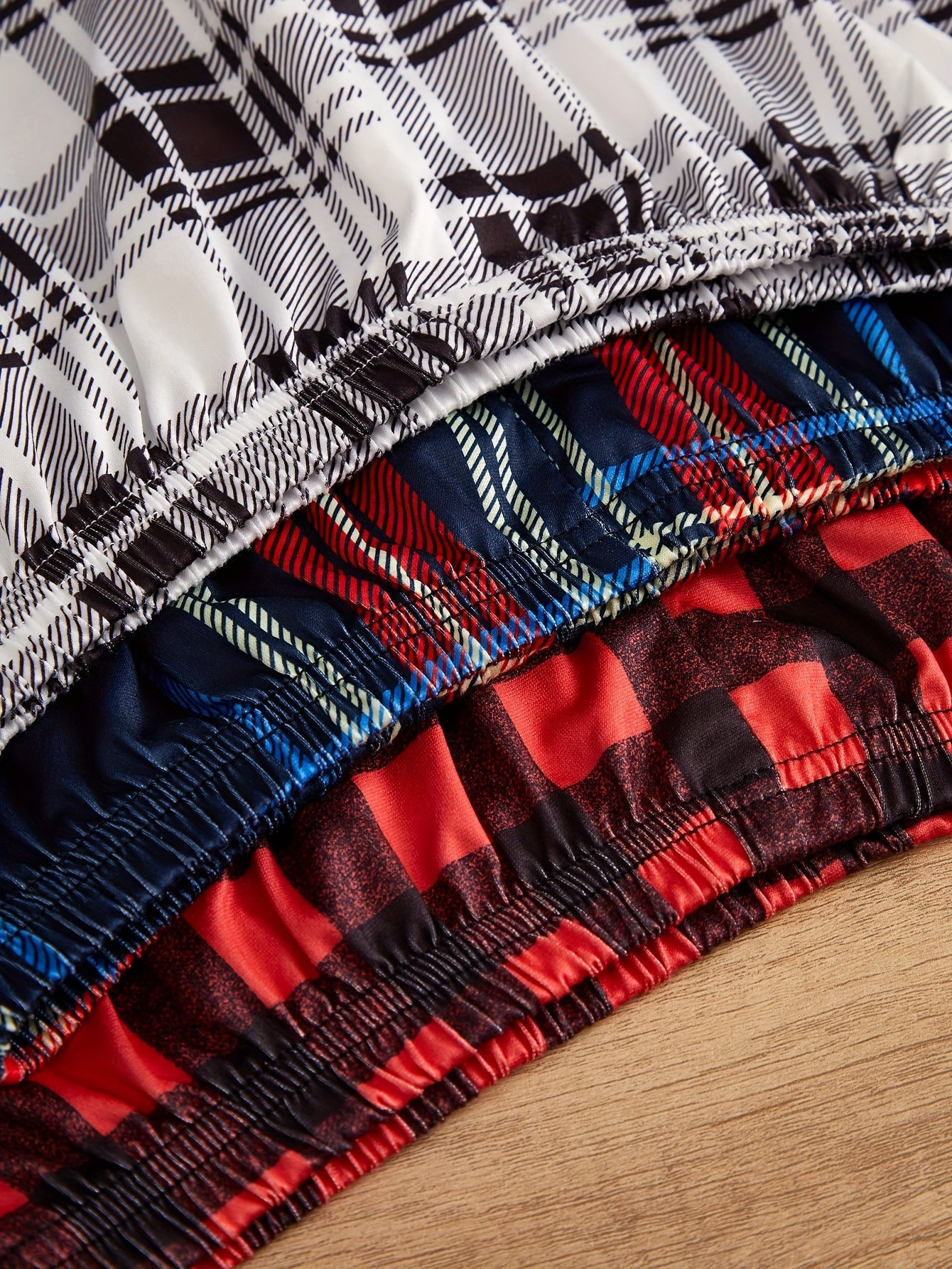 3pcs Plaid Sleep Bottoms Soft & Comfy Elastic Waistband Shorts Women's Sleepwear