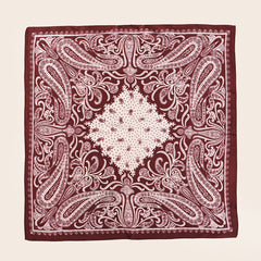 70cm Square Vintage Wine Red Paisley Neckerchief Satin Head Scarf