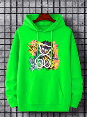 Cartoon Bear & Graffiti Print Hoodie for Men