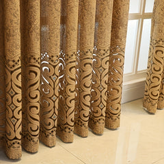 1pc Coffee European Style Jacquard Sheer Curtains for Living Room Bedroom