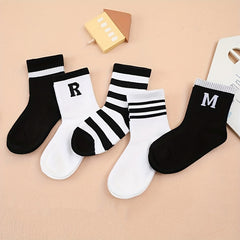 5 Pairs Boys Casual Knit Socks Thin Mesh Breathable Soft Seamless Toe Socks