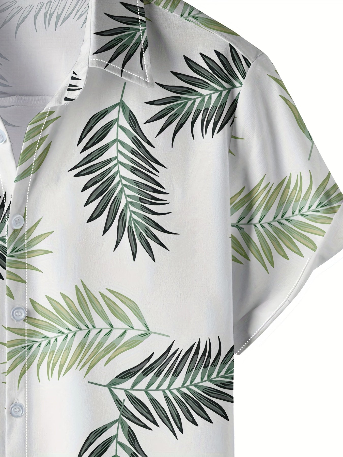 Leaf Print Men's Hawaiian Shirt for Summer Vacation