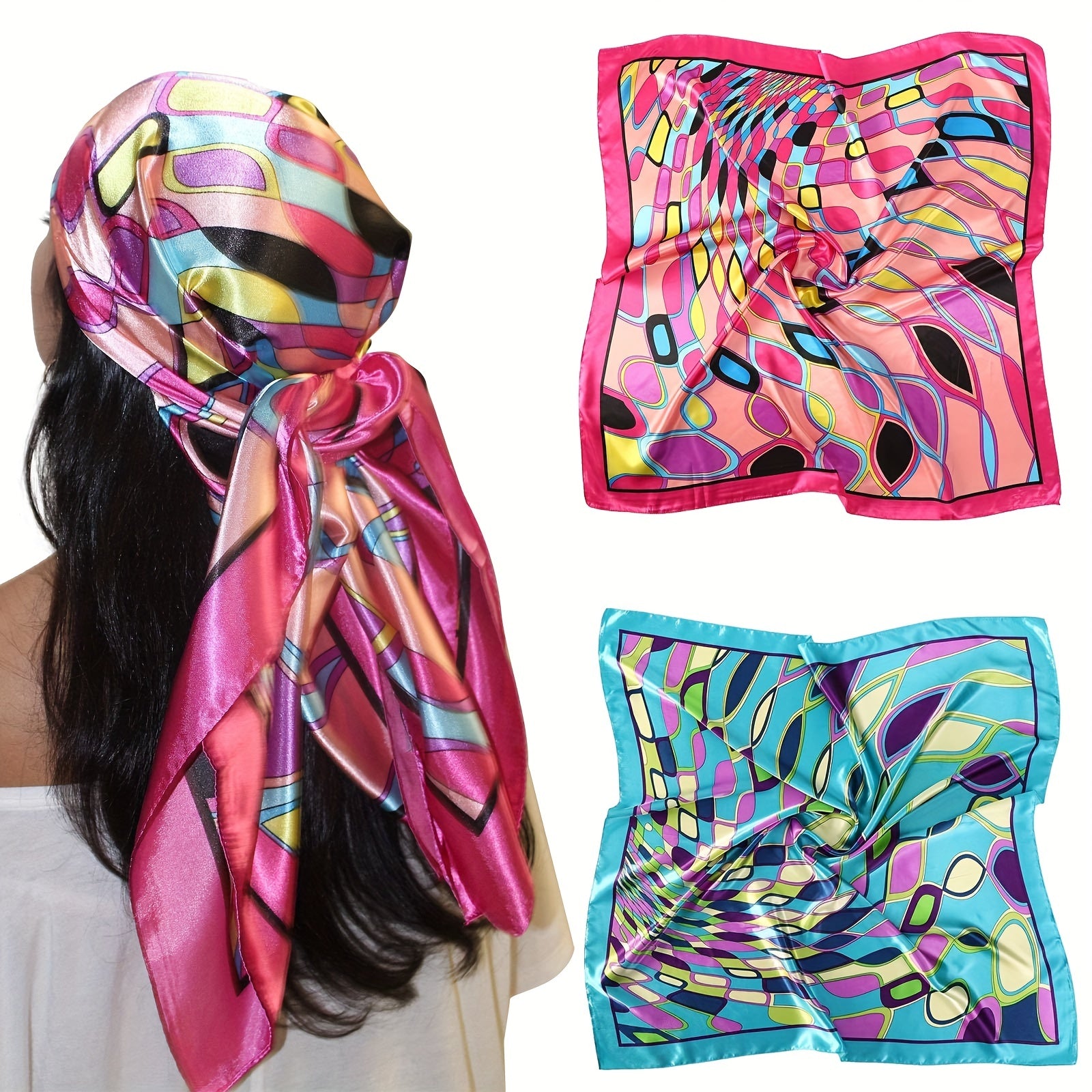 Boho Graphic Bandana Silk Sash Belt Casual Shawl Scarf Wrap