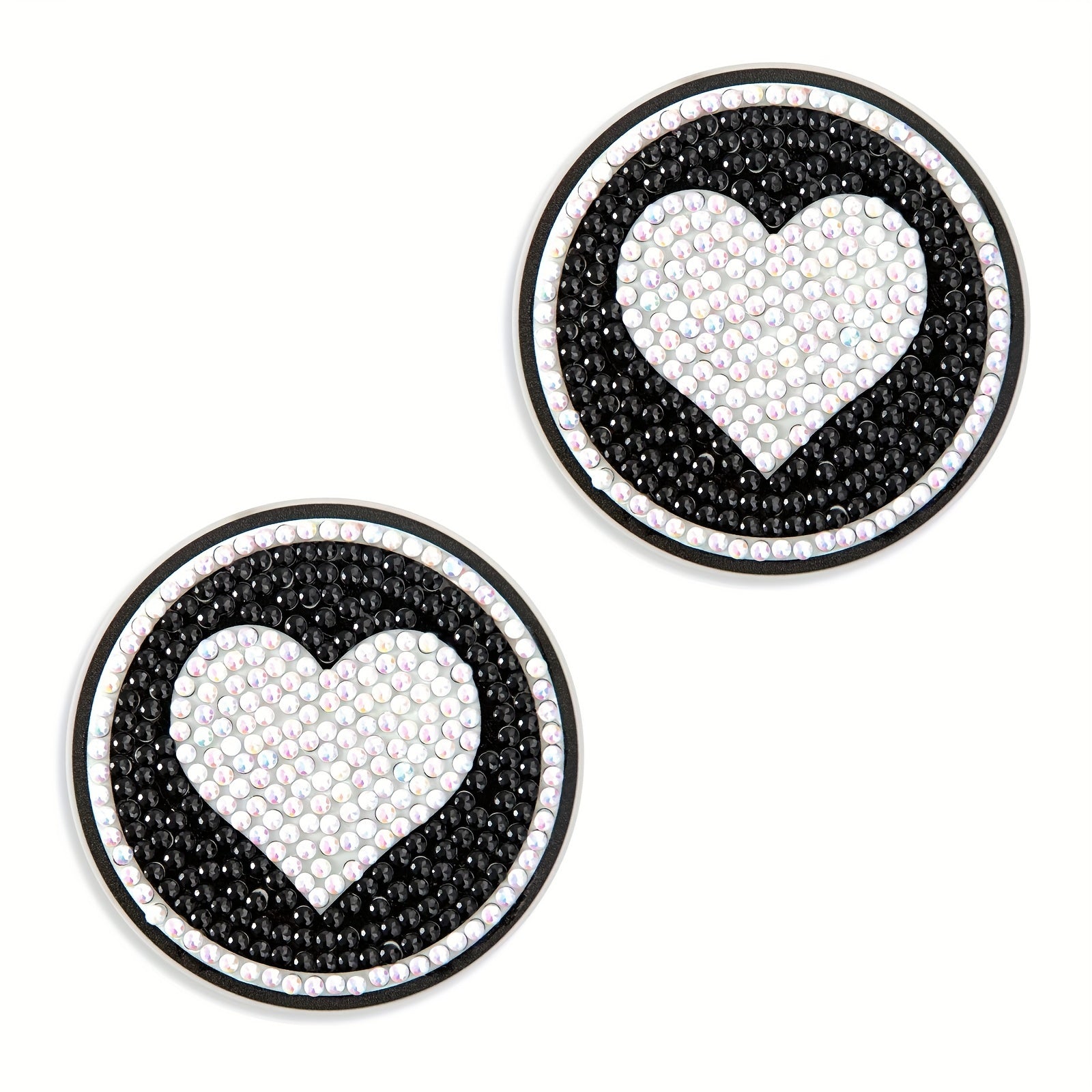 2pcs DIY Diamond Painting Car Coasters and Love Kits