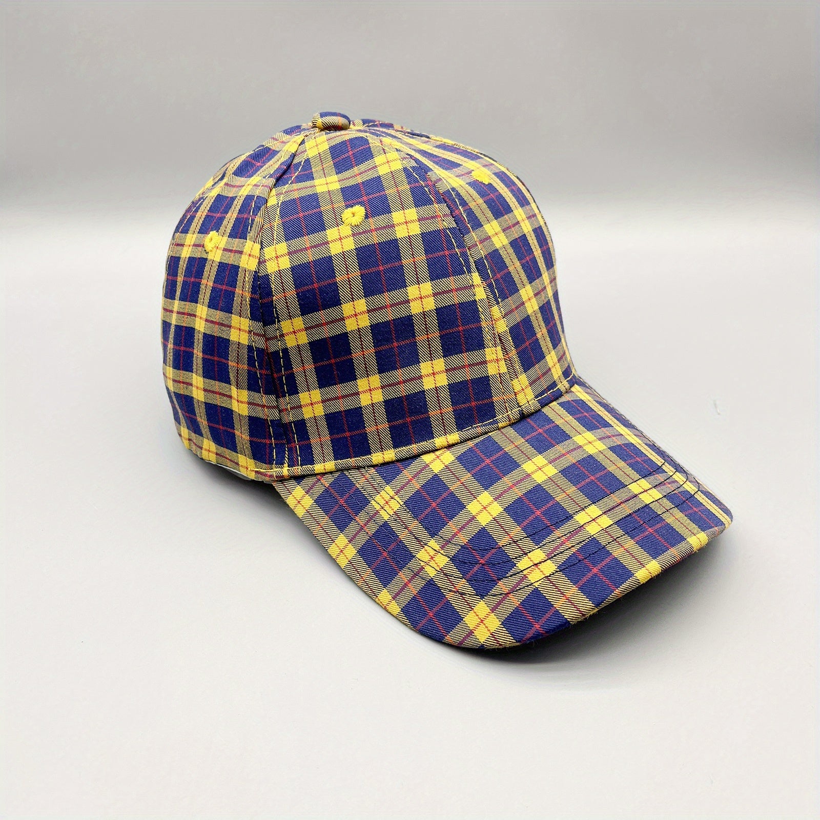 Colorful Grid Pattern Baseball Cap Lightweight Sunscreen Dad Hats