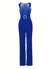 Sparkling Rhinestone Wide Leg Jumpsuit