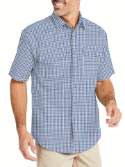Plaid Print Short Sleeve Shirt Men s Casual Summer Top
