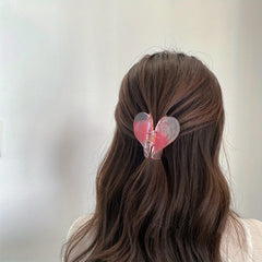 Heart Hair Claw Double Layer Back Head Clip Makeup Shark Claw Hair Accessory