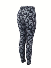 Funny Skull Print High Rise Leggings