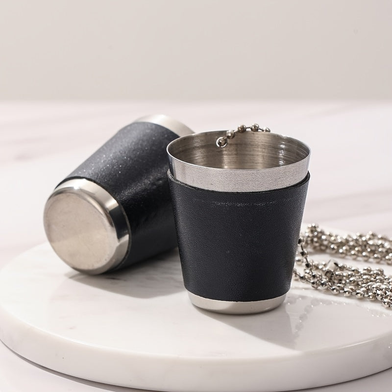 4-Pack 30ML Stainless Steel Cups with Beads Chain - Portable Small Wine Glass