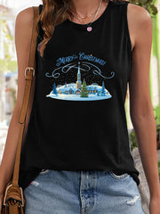Christmas House & Trees Pattern Stretchy Sports Vest Women's Activewear