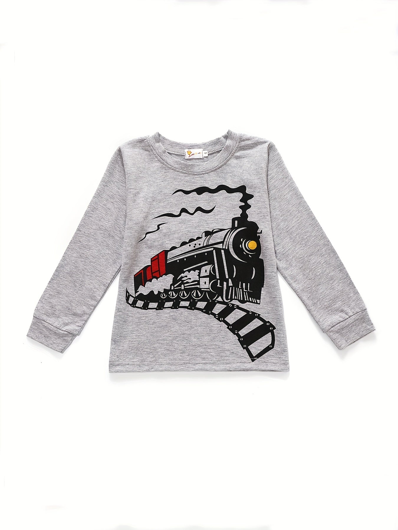 Boys Train Print Pajama Set Long Sleeve Top & Pants Homewear Kids Clothes
