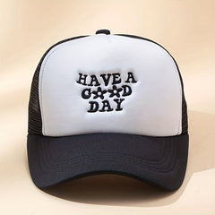 Trucker Hat Embroidery Mesh Baseball Cap Unisex Block Dad Hat