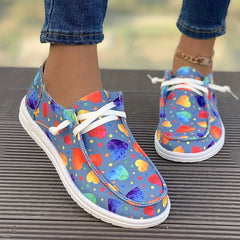 Women's Heart Pattern Skate Shoes, Polka Dot Decoration