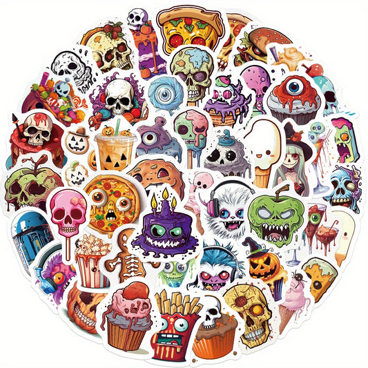 50pcs Halloween Horror Food Stickers Waterproof PVC Decoration