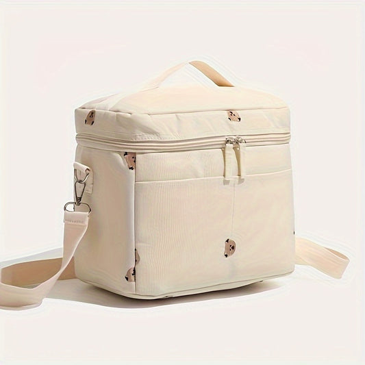 Beige Insulated Bottle Cooler Bag Stroller Storage Breastmilk Preservation