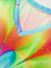 Women's Plus Tie Dye Floral Print V Neck Stretch Tank Top
