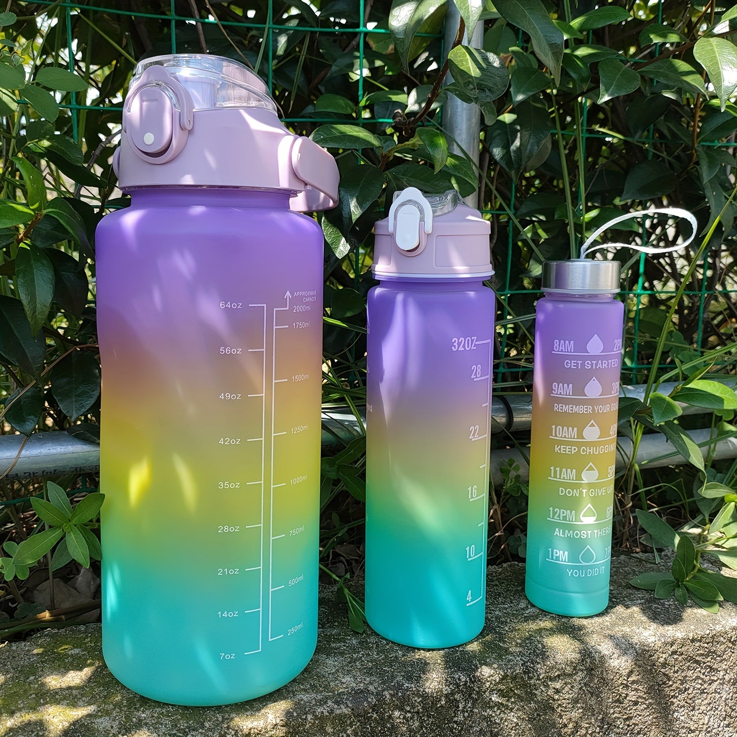 Gradual Water Bottle Set 3 Pieces with Straw for Home and Travel