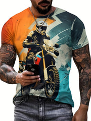 Men's Motorbiker Graphic Tee Casual Stretch Breathable