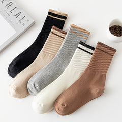 5 Pairs Cotton Crew Socks for Spring Summer Sports