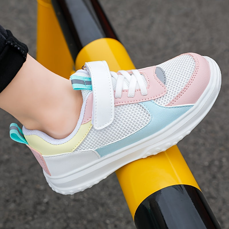Girl's Colour Block Sneakers Soft Sole Shoes For Kids
